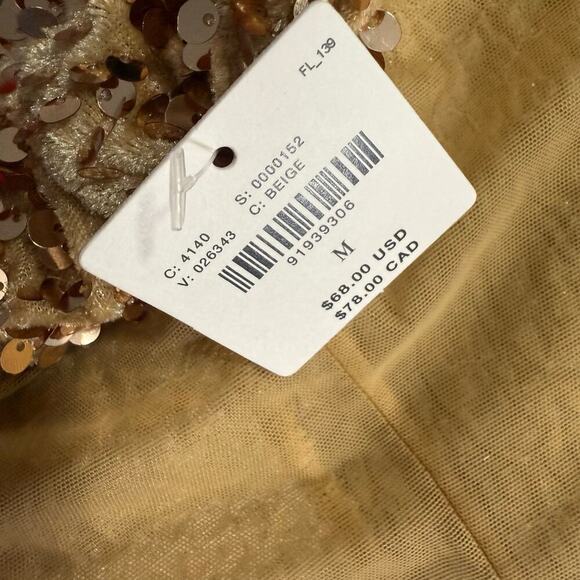 By Anthropologie Sequin Tube Top, Yellow, M - Picture 6 of 7